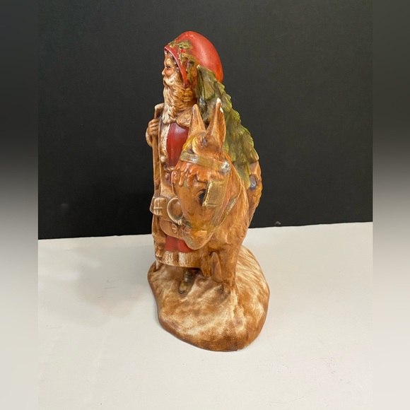 Christmas Ceramic By Eloise Santa Donkey And Tree 9 Inches Tall Rare 1988 Mold - Picture 3 of 10